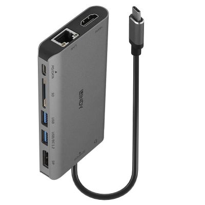 6. Lindy 43323 stacja dokująca Przewodowa USB 3.2 Gen 1 (3.1 Gen 1) Type-C Czarny, Szary