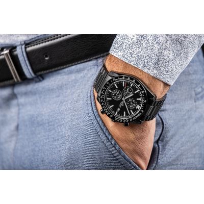 3. Zegarek Męski Giewont Chronograph Sapphire Czarny GW8720-B1
