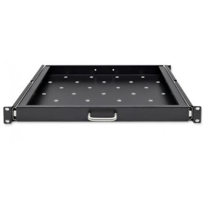 QOLTEC PÓŁKA Z UCHWYTEM DO SZAFY RACK | 600*600 | WYSUWANA | CZARNA