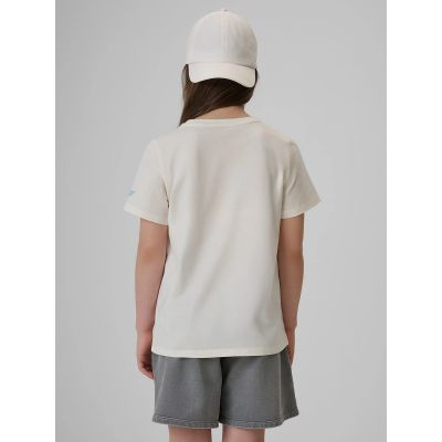2. T-shirt regular z nadrukiem dziewczęcy 4F 4FJRAW26TTSHF4325-11S