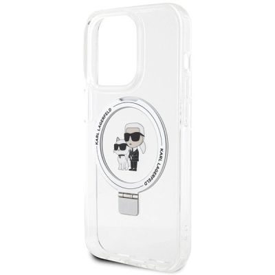6. Etui Karl Lagerfeld Ring Stand Karl&Choupettte MagSafe na iPhone 15 Pro Max 6.7" - białe
