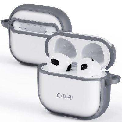 7. Etui Tech-Protect Slim Hook na AirPods 4 - szare