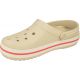 Klapki Crocs Crocband W 11016 w kolorze beżowym z elementami w odcieniu białym i różowym, materiał Croslite, otwory na ozdoby Jibbitz