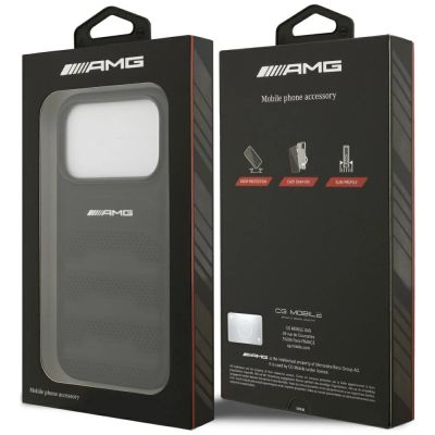 8. Etui AMG Leather Debossed Lines Logo do iPhone 17 Pro - czarne
