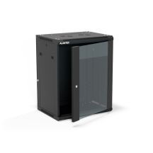 Szafa wisząca 19" 15U 600x450, (opcja dwusekcyjna) drzwi szklane jednoskrzydłowe, tył osłona pełna demontowalna, osłony boczne pełne demontowalne zamykane na klucz, 4 belki, kolor czarny, do samodzielnego montażu - Flat Pack, ALANTEC