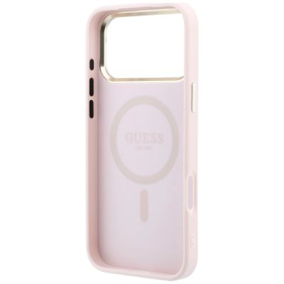 7. Etui Guess Saffiano Small 4G & Classic Logo MagSafe na iPhone 18 Pro / 17 Pro - różowe