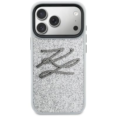 3. Etui Karl Lagerfeld IML Glitter KL Diamond Logo na iPhone 17 Pro - srebrne