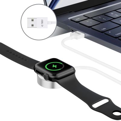 4. Ładowarka Tech-Protect UltraBoost indukcyjna magnetyczna ze złączem USB-A do Apple Watch 1.2m - biała