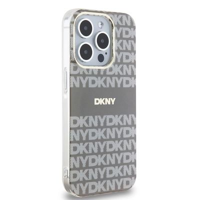 4. Etui DKNY IML Mono & Stripe MagSafe na iPhone 15 Pro - beżowe