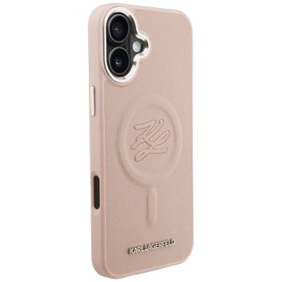 4. Etui Karl Lagerfeld Initial & Metal Logo MagSafe na iPhone 16 Plus - różowe