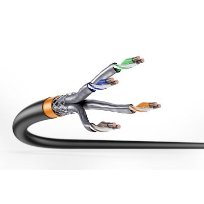 4. Digitus Kabel instalacyjny zewnętrzny suchy kat.7, S/FTP, AWG 23/1, PE, 1000m, czarny, szpula