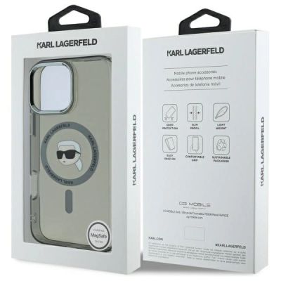 8. Etui Karl Lagerfeld IML Metal Karl Head MagSafe na iPhone 16 Pro Max - czarne