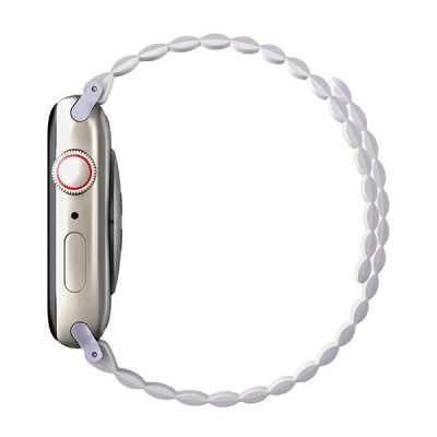 4. Pasek Uniq Revix na Apple Watch 1/2/3/4/5/6/7/8/SE/SE2/Ultra 42/44/45/49mm - liliowo-biały