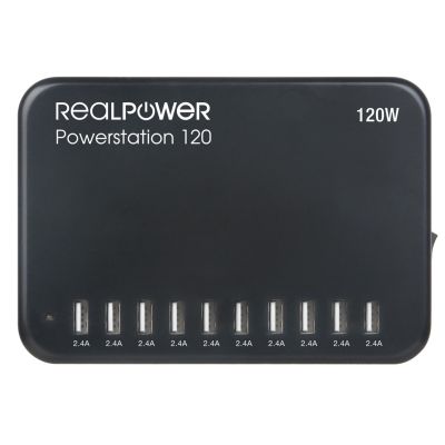 RealPower Power Station 120 Smartfon, Tablet Czarny Prąd przemienny Wewnętrzna