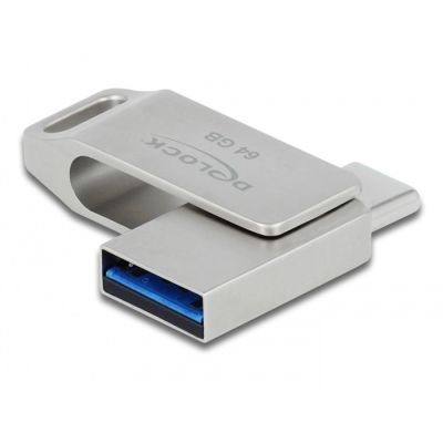 4. DeLOCK Pendrive USB-C + Typ-A 5 Gbps 64 GB - metalowa obudowa