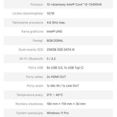 7. AVTEK KOMPUTER OPS I5 13450HX 8GB 256GB/WIN 11 PRO