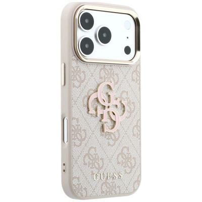 4. Etui Guess 4G & Big Resin Logo na iPhone 17 Pro / 18 Pro - różowe