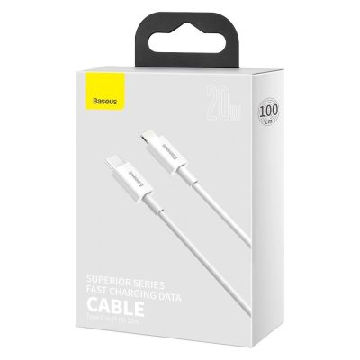 5. Kabel Baseus Superior Series USB-C / Lightning PD 20W 1 m - biały