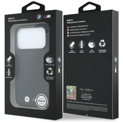 8. Etui BMW M Carbon Metal Logo MagSafe na iPhone 17 Pro Max / 18 Pro Max - czarne