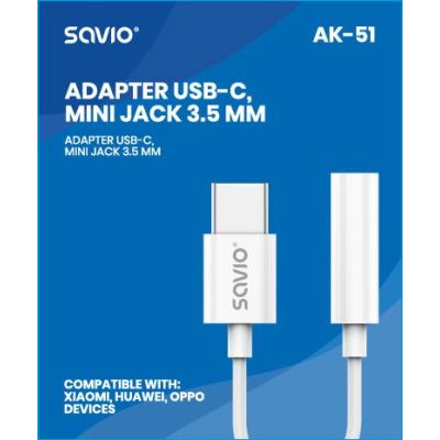 2. SAVIO ADAPTER USB-C - MINI JACK 3,5 MM (F) AK-51