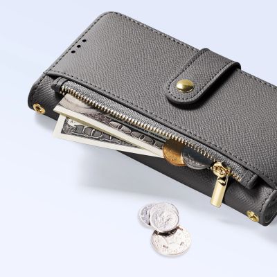 3. Etui skórzane Dux Ducis Lawa na Samsung Galaxy S25+ z odłączanym portfelem magnetycznym - szare