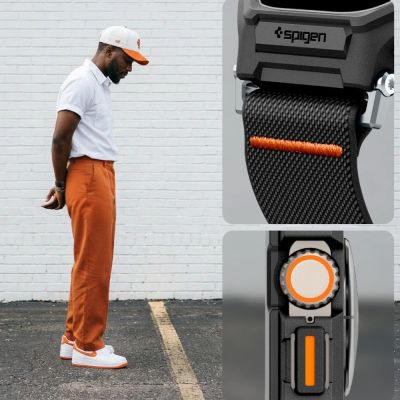 6. Pasek Spigen Lite Fit Pro + Szkło hartowane na wyświetlacz na Apple Watch Ultra 49 mm - czarny