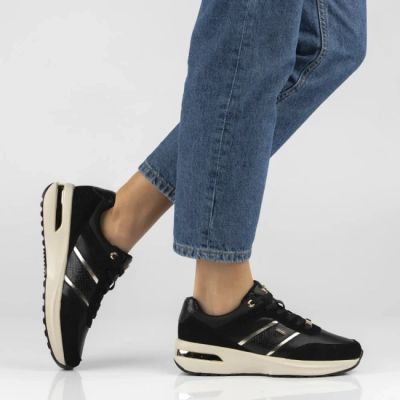 7. Skórzane półbuty damskie sneakersy czarne Filippo DP7772