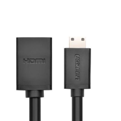 7. Ugreen kabel adapter przejściówka HDMI (żeński) - mini HDMI (męski) 4K 60 Hz Ethernet HEC ARC audio 32 kanały 22 cm czarny (20137)