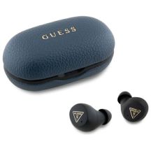 Słuchawki Bluetooth Guess Grained Classic Logo TWS + stacja dokująca - niebieske