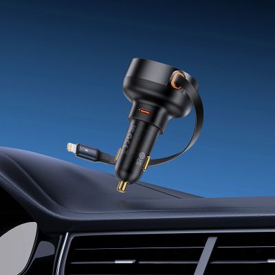8. Ładowarka samochodowa Baseus Enjoyment Pro USB-C (żeńskie) / Lightning (męski) 60W - czarna