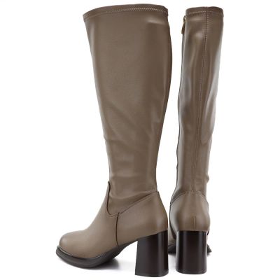 5. Kozaki damskie na obcasie khaki Potocki SZ12861