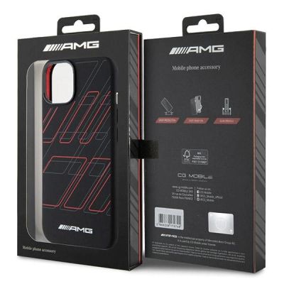 8. Etui AMG Silicone Large Rhombuses Pattern MagSafe na iPhone 15 / 14 / 13 - czarne