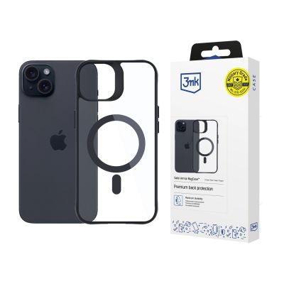 15. Etui 3mk Satin Armor MagCase z MagSafe na iPhone 15 - przezroczyste z czarną ramką