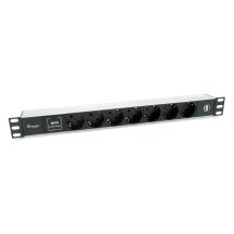 Equip 333315 rozdzielacz zasilania PDU 7 x gniazdo sieciowe 1U Czarny, Srebrny