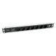 Equip 333315 rozdzielacz zasilania PDU 7 x gniazdo sieciowe 1U Czarny, Srebrny
