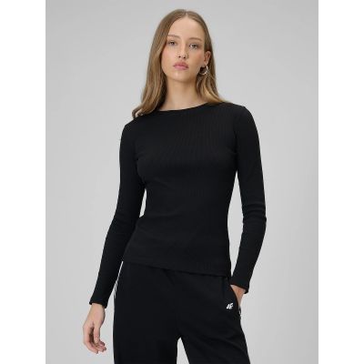 Longsleeve slim z prążkowanej dzianiny damski 4F 4FRAW25TLONF656-20S