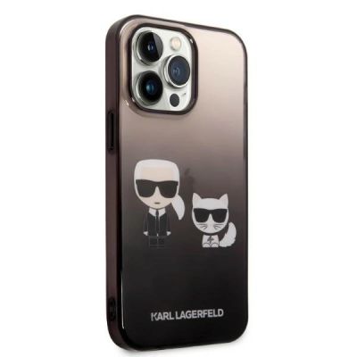 4. Etui Karl Lagerfeld Gradient Ikonik Karl & Choupette na iPhone 14 Pro 6,1" - czarne