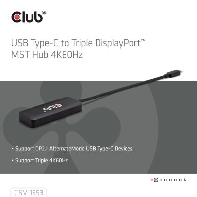 6. CLUB3D CSV-1553 huby i koncentratory USB Type-C Czarny