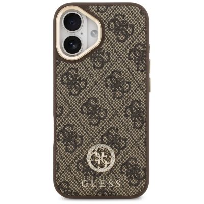 3. Etui Guess 4G Strass Logo & Big Strap Metal Buttons MagSafe na iPhone 17 - brązowe
