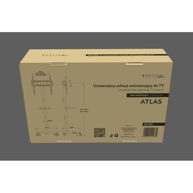 7. MONTIS MOBILNY UCHWYT DO TELEWIZORA 23"-60" MT191 ATLAS / CZARNY / VESA 400X400