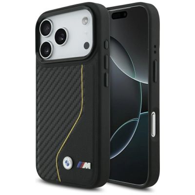 Etui BMW M Carbon Line & Logo MagSafe na iPhone 17 Pro - żółte