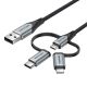4. Kabel Vention USB-A  3w1 Micro-B USB-C Lightning 1m szary