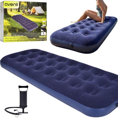 4. MATERAC FLOKOWANY 1-OSOBOWY 191x73x22CM Z POMPKĄ 2W1 24040