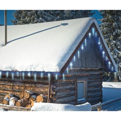 16. LAMPKI KURTYNA ŚWIETLNA SOPLE ZEW 72 LED ZIMNY BIAŁY TIMER
