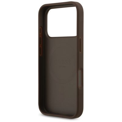 7. Etui Guess 4G Circle Classic Logo MagSafe na iPhone 17 Pro - brązowe