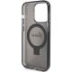 7. Etui Guess Ring Stand Script Glitter MagSafe na iPhone 15 Pro Max - czarne