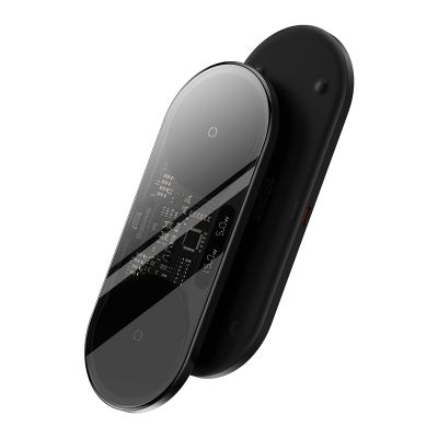 5. Baseus Digital LED Display podwójna ładowarka bezprzewodowa z cyfrowym wyświetlaczem 20W czarny (WXSX010101)