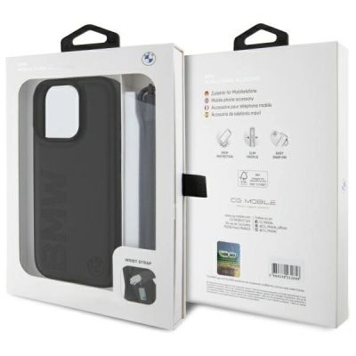 7. Etui BMW Signature Leather Wordmark Cord na iPhone 16 Pro - czarne