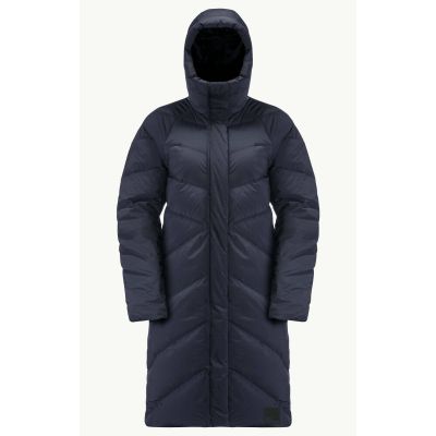 Kurtka zimowa damska Jack Wolfskin MARIENPLATZ COAT W night blue Down Insulated granatowa  (1206971_1010)