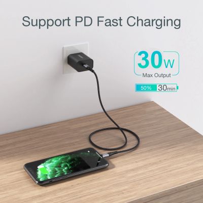 5. Kabel Choetech IP0039 USB-C / Lightning MFi 480Mb/s 3A 1.2m - czarny